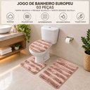 Ver imagem 6 de Jogo de Banheiro Tapete Europeu 3 Peças Base Antiderrapante Macio Rosê
