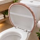 Ver imagem 3 de Jogo de Banheiro Tapete Europeu 3 Peças Base Antiderrapante Macio Rosê