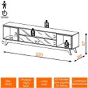 Ver imagem 3 de Rack para TV até 55 Polegadas 2 Gavetas Espelhadas e Nichos 220cm Retrô Dalla Costa