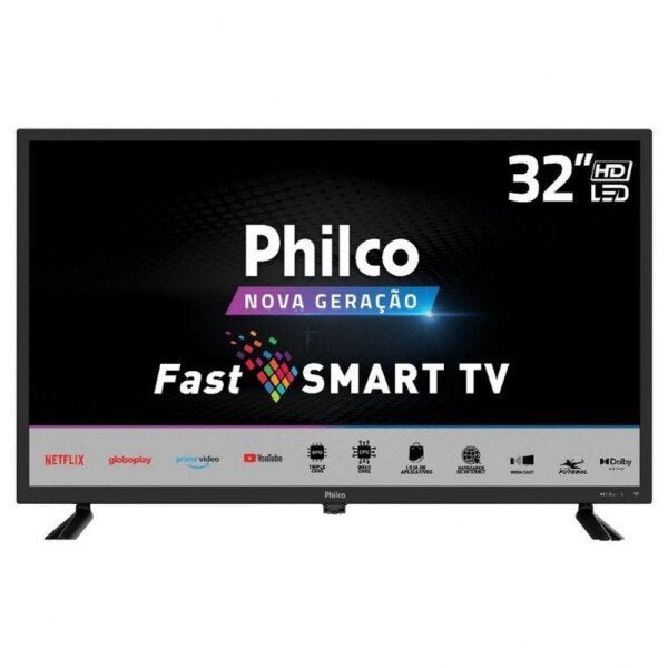 TV LED 32 Polegadas Smart com Wi-Fi, 2 Hdmi, 2 Usb 2.0, Processador Quad Core, Midia Cast Philco Pt