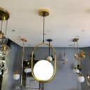 Ver imagem 2 de Pendente Moderno Cupula de Vidro Dourado Bola