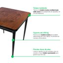 Ver imagem 2 de Mesa de Madeira Quadrada 80x80cm 4 Lugares para Sala de Estar - Beer Happy Hour - Preta