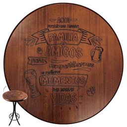 Mesa Bistro Alta Redonda de Madeira para Cozinha Pequena Gourmet - Família e Amigos - Marrom - 2