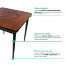 Ver imagem 2 de Mesa de Madeira Quadrada 80x80cm 4 Lugares para Cozinha Pequena - Família e Amigos - Preta