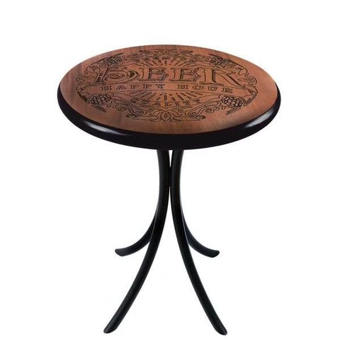 Mesa Redonda de Madeira para Sala de Estar - 60cm Diâmetro - Beer Happy Hour - Preta
