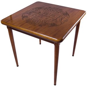 Mesa de Madeira Quadrada 80x80cm 4 Lugares para Sala de Estar - Beer Happy Hour - Marrom