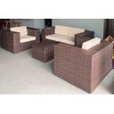 Ver imagem 1 de Conjunto de Sofá Fibra Sintética Quadrado Aço - 1 Sofá 2l + 2 Poltronas + 1 Mesa Centro - Tecido Dun