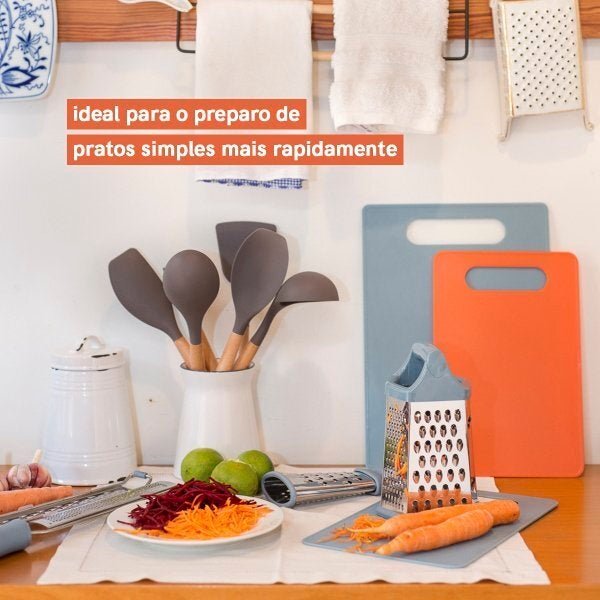Kit de Utensílios de Cozinha com Tábua 11 Peças Az - Oikos - 8