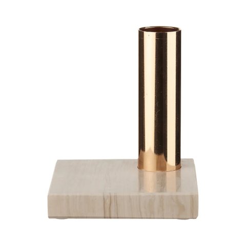 Castiçal Porta Vela de Pedra e Metal Dourado 9cm Decorativo Rnp0009 Btc