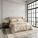 Ver imagem 1 de Cabeceira Estofada 2,23m King Pier para Quarto de Casal Bege Linha Premium