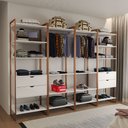 Ver imagem 1 de Closet Industrial Casal Completo Loft Branco 4 Módulos Cabideiro com Gavetas Base Cobre
