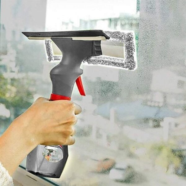 Rodo Limpa Vidros Mop Spray com Reservatório 300ml Borrifa Limpa e Seca WAP Cinza/Vermelho - 7
