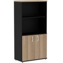 Ver imagem 1 de Armário Misto PE25 Pandin 79,60 cm (largura) MDP Cor Noce Naturalle e Preto com Duas portas