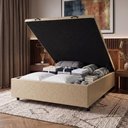 Ver mais imagens de Cama Box com Baú Casal 1,38m em Revestimento Sintético Estrutura em Madeira Bege Caramelo Prince