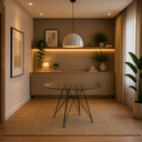Ver imagem 1 de Mesa Sala e Jantar Eames Ferro Preto Tampo Redondo Vidro 90cm
