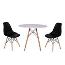 Ver imagem 2 de Mesa Sala e Jantar Eames 90cm Branca com 2 Cadeiras Charles Eames Assento Preto