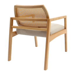 Poltrona Amber Madeira Maciça Amêndoa com Assento Estofado com Tela Tingida - Tecido Luar - 4