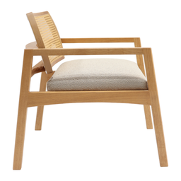 Poltrona Amber Madeira Maciça Amêndoa com Assento Estofado com Tela Tingida - Tecido Luar - 3