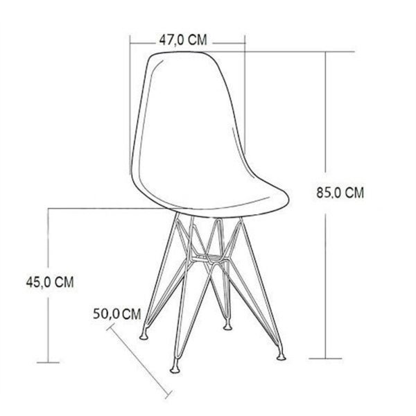 Conjunto De Mesa Eames Clips De Ferro Preto Tampo Quadrado Amêndoa 90x90 4 Cadeiras Ferro Preta Asse - 5