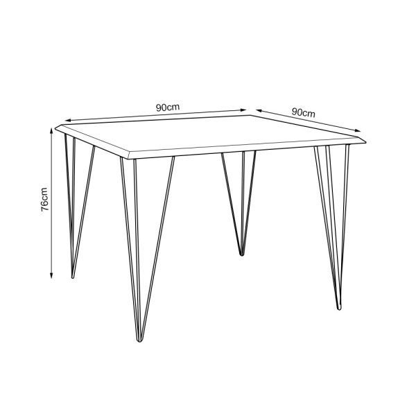 Conjunto De Mesa Eames Clips De Ferro Preto Tampo Quadrado Amêndoa 90x90 4 Cadeiras Ferro Preta Asse - 3