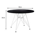 Ver imagem 3 de Mesa Sala de Jantar Eames de Ferro Branco Tampo Redondo 90cm Preto 4 Cadeiras Preta
