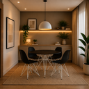 Ver imagem 1 de Mesa Sala de Jantar Eames de Ferro Branco Tampo Redondo 90cm Preto 4 Cadeiras Preta