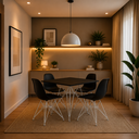 Ver imagem 1 de Mesa Sala e Jantar Eames Eiffel Quadrada 90cm Preta com 4 Cadeiras Pretas Base Ferro Branco
