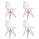 Ver imagem 4 de Mesa Sala e Jantar Eames de Ferro Cobre e Tampo Quadrado Branco 90cm 4 Cadeiras Branca