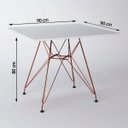 Ver imagem 3 de Mesa Sala e Jantar Eames de Ferro Cobre e Tampo Quadrado Branco 90cm 4 Cadeiras Branca