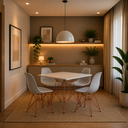 Ver imagem 1 de Mesa Sala e Jantar Eames de Ferro Cobre e Tampo Quadrado Branco 90cm 4 Cadeiras Branca