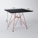 Ver imagem 4 de Mesa Sala e Jantar Eames Eiffel Quadrada Preta 90cm com 4 Cadeiras Brancas Base Ferro Cobre