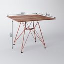 Ver imagem 4 de Mesa Sala e Jantar Quadrada com 4 Cadeiras Pretas Eames Base de Ferro Cobre Tampo Amêndoa 90cm