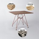 Ver imagem 3 de Mesa Sala e Jantar Quadrada com 4 Cadeiras Pretas Eames Base de Ferro Cobre Tampo Amêndoa 90cm