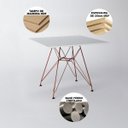 Ver imagem 3 de Mesa Sala e Jantar Eames Eiffel Quadrada Branca 90cm com 4 Cadeiras Pretas Base Ferro Cobre