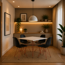 Ver imagem 1 de Mesa Sala e Jantar Eames Eiffel Quadrada Branca 90cm com 4 Cadeiras Pretas Base Ferro Cobre