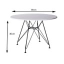 Ver imagem 4 de Mesa Sala e Jantar Eames Redonda Branca 90cm com 4 Cadeiras Pretas Base Ferro Preto