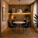 Ver imagem 1 de Mesa Sala e Jantar Eames Redonda Branca 90cm com 4 Cadeiras Pretas Base Ferro Preto