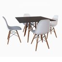 Ver imagem 2 de Mesa e Jantar Eames Eiffel Quadrada 90cm Tampo de Madeira Preto com 4 Cadeiras Brancas