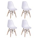 Ver imagem 5 de Mesa de Jantar Eames Eiffel Quadrada 90cm Tampo de Madeira Amêndoa com 4 Cadeiras Branca