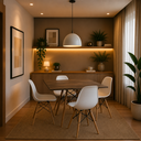Ver imagem 1 de Mesa de Jantar Eames Eiffel Quadrada 90cm Tampo de Madeira Amêndoa com 4 Cadeiras Branca