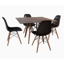 Ver imagem 2 de Mesa de Jantar Eames Eiffel Quadrada 90cm Tampo de Madeira Amêndoa com 4 Cadeiras Pretas