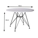 Ver imagem 3 de Mesa Sala e  Jantar Eames Ferro Preto Tampo Redondo Madeira Branca 90cm