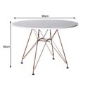Ver imagem 3 de Mesa de Jantar Eiffel Redonda 90cm Tampo de Madeira Branco com Base de Ferro Cobre