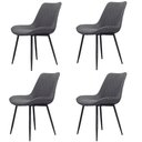 Ver imagem 1 de Kit 4 Cadeiras Haifa Lívia Fratini Revestido em Poliuretano (PU) Cor Grafite Base em Aço Preto