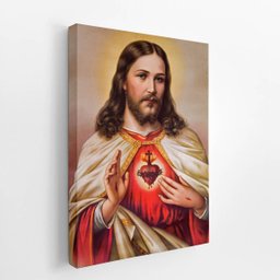 Quadro Jesus Cristo Sagrado Coração Religião Canvas 140x90cm - 2