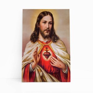 Quadro Jesus Cristo Sagrado Coração Religião Canvas 140x90cm