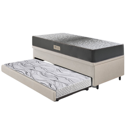 Bicama Box Baú Solteiro 88x188 Courino Linho Areia com Colchão Dual Firm Ecoflex - 9