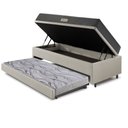 Ver imagem 4 de Bicama Box Baú Solteiro 88x188 Courino Linho Areia com Colchão Dual Firm Ecoflex