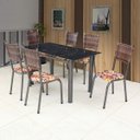 Ver imagem 1 de Conjunto Sala de Jantar Mesa Tampo de Vidro Preto e 6 Cadeiras Mariana Alta Tubulares Paonanda