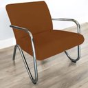 Ver imagem 6 de Kit Namoradeira + 2 Poltronas Decorativa Bela Couro Marrom Braço Cromado